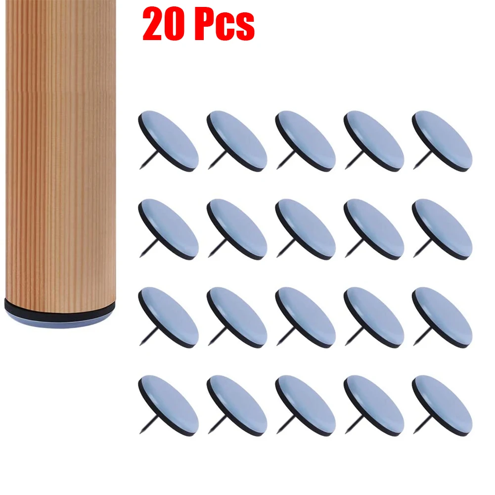 20Pcs Furniture Leg Sliders Pads With Nail Feet Furniture Moving Gliders Mover Floor Protector For Tables Sofas Recliners