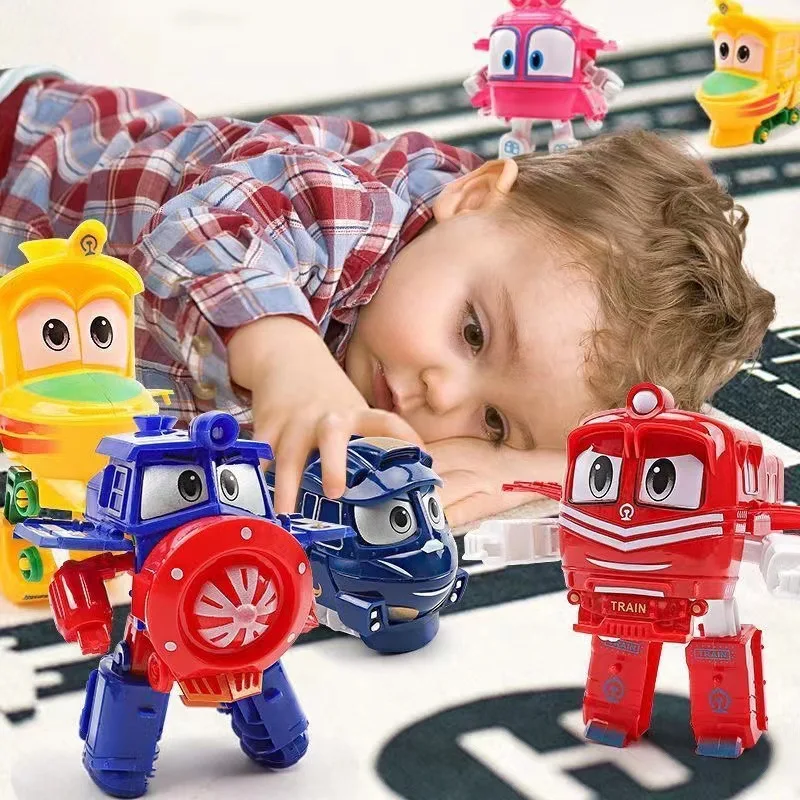 

Children Cartoon Trains Deformation Robots Toys Plastics Train Action Figure Transformation Mech Car Anime Game Kids Gifts