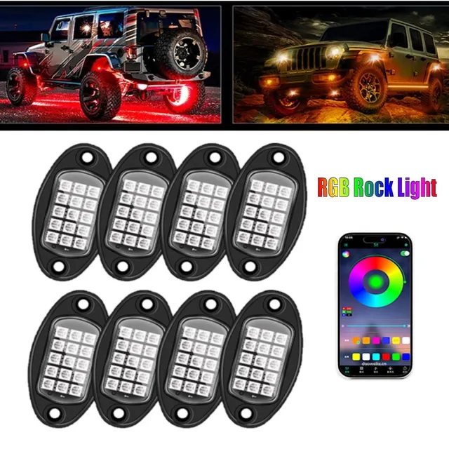 アプリケーション制御付きRGBロックライト,15個のLED,4または8個の 