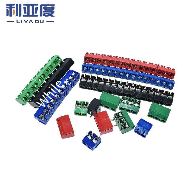 Terminais de Conector Emenda de Terminais tipo Parafuso Espaçamento Pcb 100 Azul Verde Kf301 Vermelho Azul Verde Preto 5.0 Peças