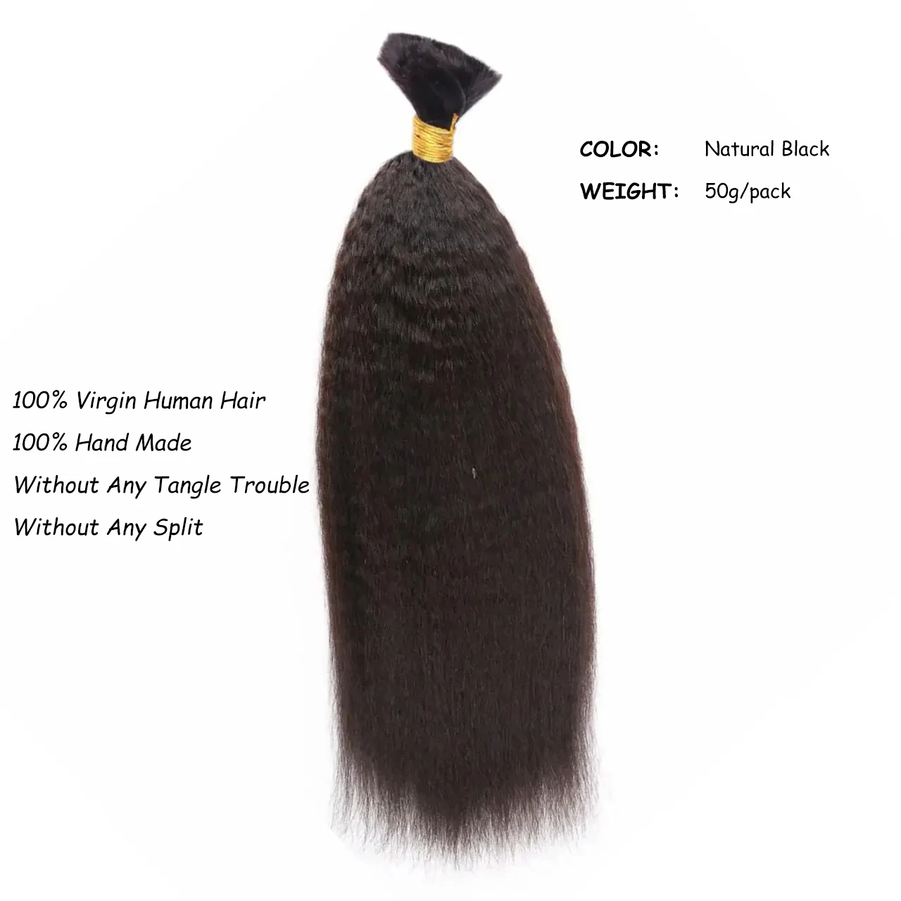 Kinky Straight Bulk Hair for Braiding 100% Unprocessed Human Hair Extensions Brazilian Human Braiding No Weft Bundles