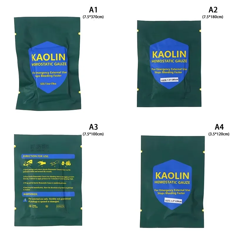 Hemostatic Kaolin Gauze Combat First Aid Trauma Z Shape Soluble IFAK Tactical Army User External First Aid Kit 1 Bag For first aid kit
