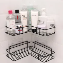 

Iron Bathroom Shelf Shower Wall Mount Shampoo Storage Holder With Suction Cup No Drilling Kitchen Storage Bathroom Accessories