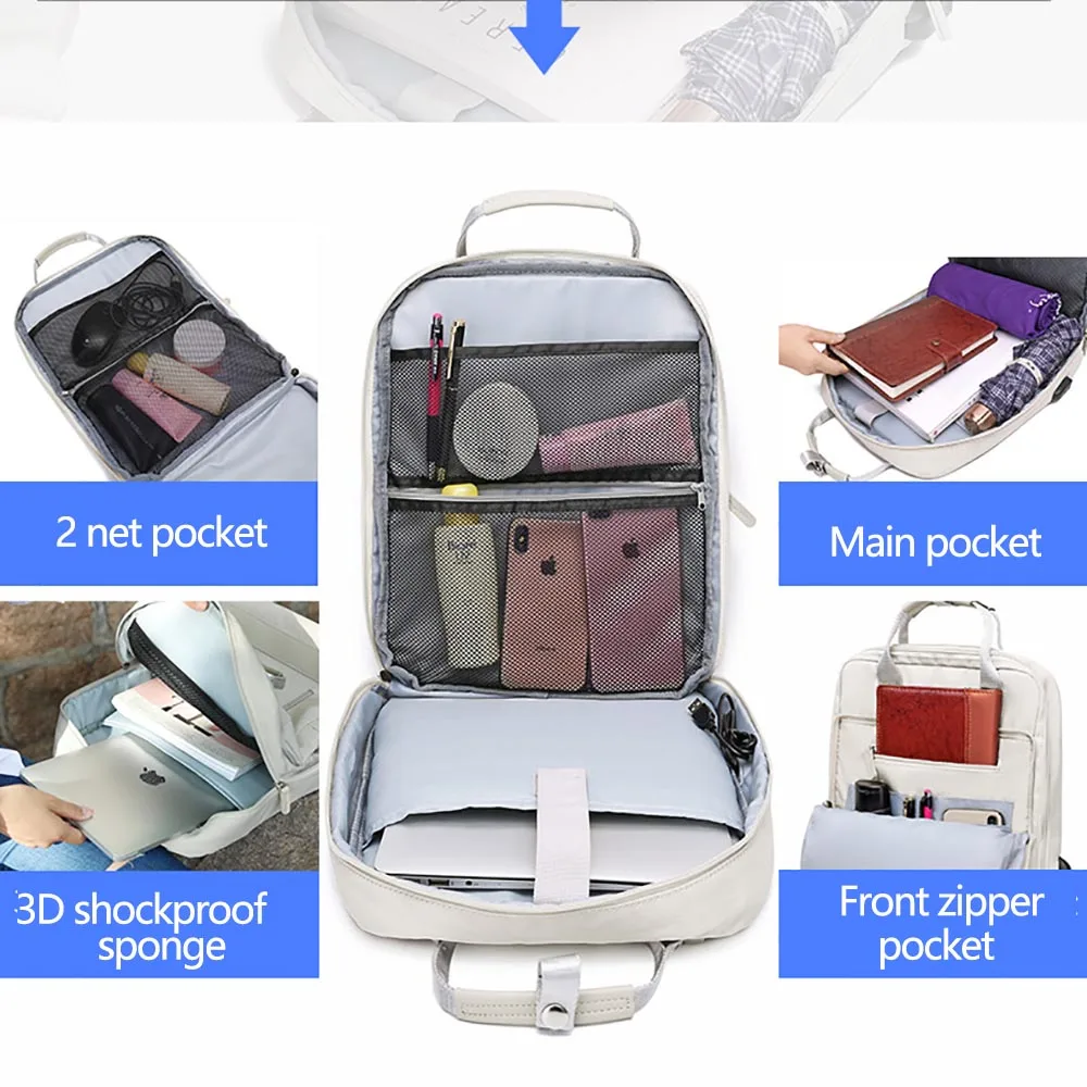 IKE MARTI Women Backpacks Daypack School Bag Girl Fashion Sac A Dos Femme Man Waterproof Charging 15.6 Inch Laptop Backpack