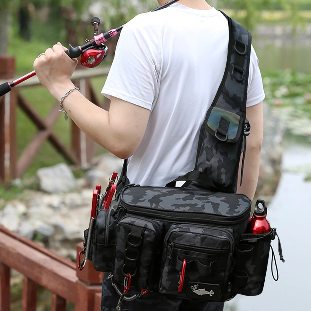 Fishing Tackle Bag Multifunctional Fishing Crossbody Bag 600D Nylon Large  Multi Pocket Waterproof for Outdoor Sports for Riding - AliExpress