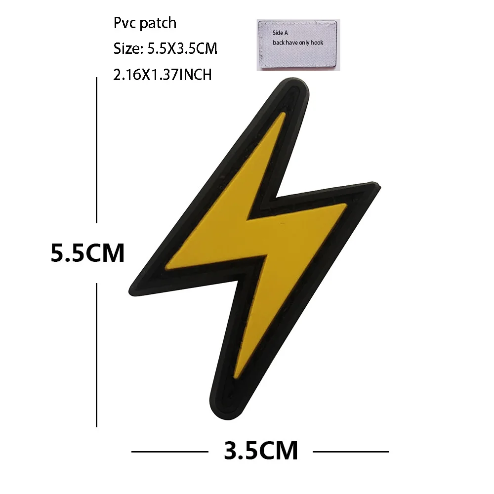 3D-PVC-Gummi-Patch, magisches Abzeichen, Blitz, leuchtendes Armband, reflektierendes Blitz-Paket, Befestigungszubehör, Kleidungs-Patch – Detail 5
