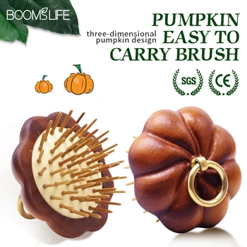 Sandalwood Mini Hair Brush Women Portable Pocket Hair Comb Head Scalp Massage Brush Wide Tooth Comb New Design Pumpkin Style