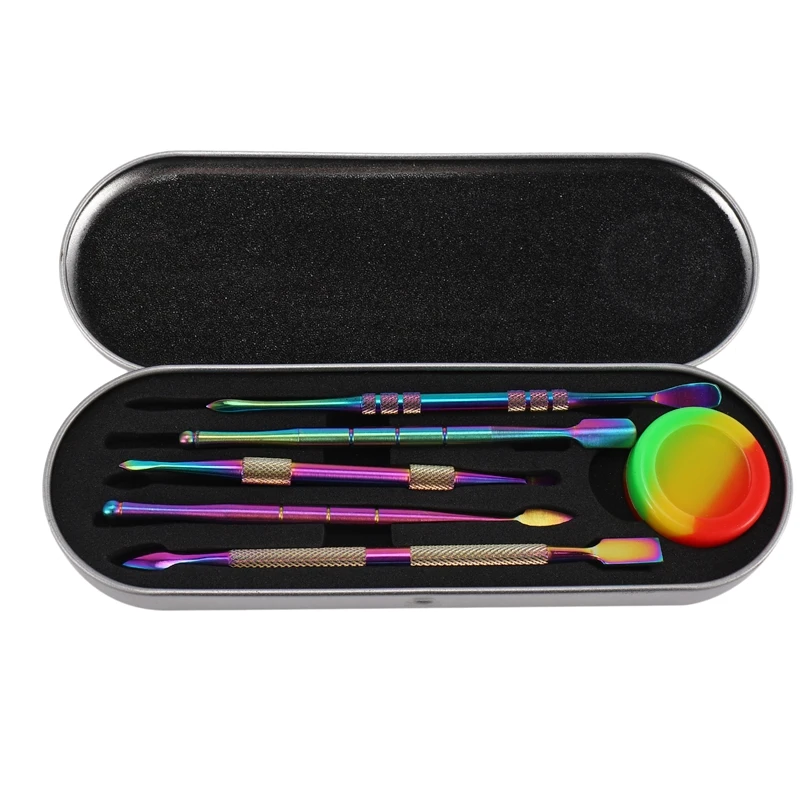 6 Pcs Wax Carving Tool Set, Stainless Steel Double-Sized Tools with Silicone Container Jar and Metal Case, Rainbow Color woodworking boring machine