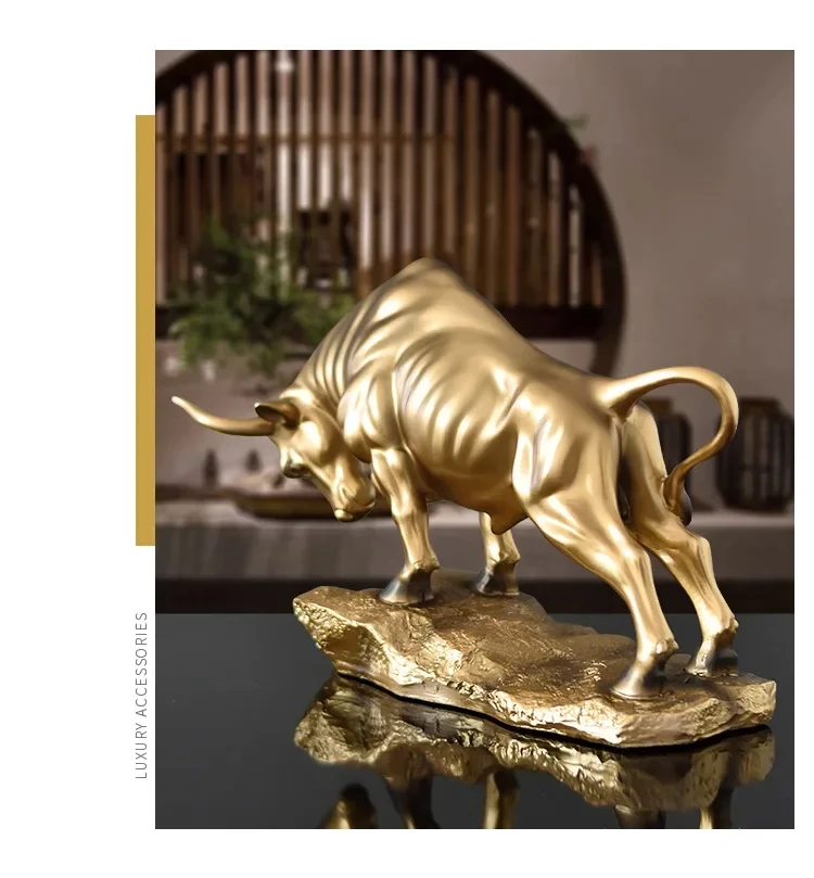 Lucky Taurus Zodiac Ornament Resin Cow Statue Desktop Office Desk Decor Modern Bookcase Display Home Decoration Creative Gift