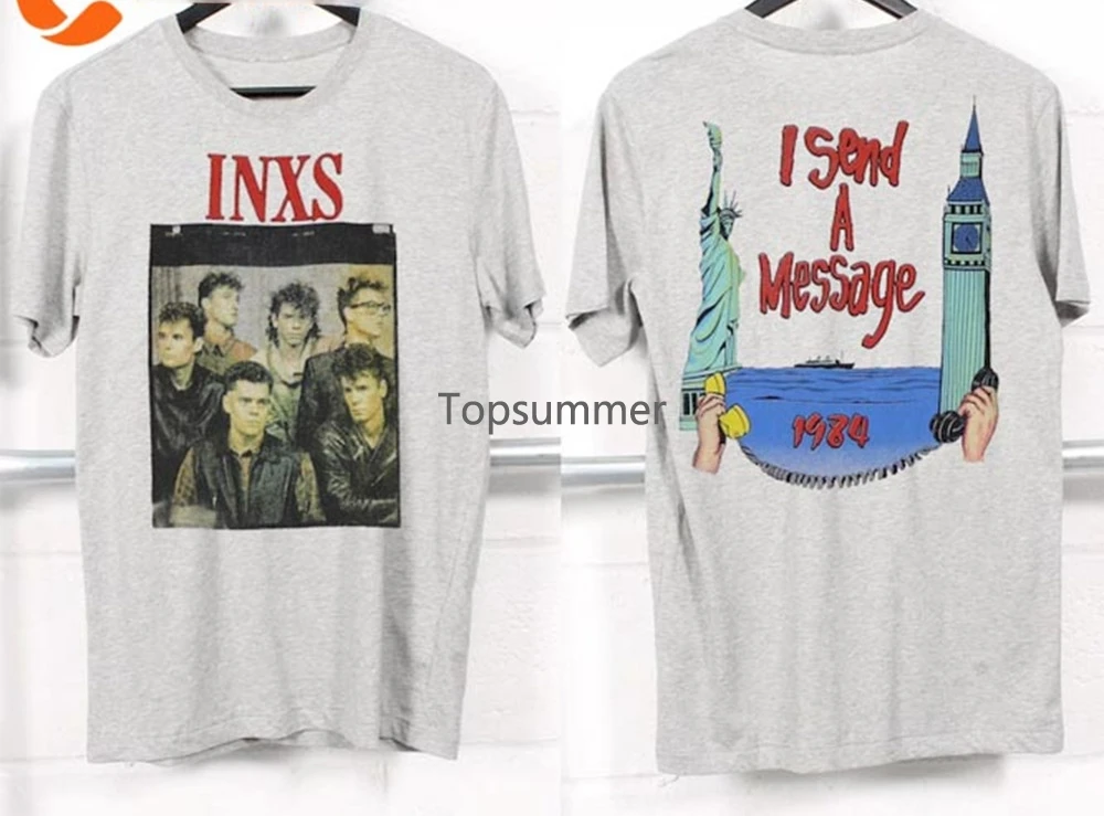 

Коллекция 1984 года, футболка Inxs с надписью «I Send A сообщений Tour 84» для рок-группы, музыкального концерта, Ee202, серая