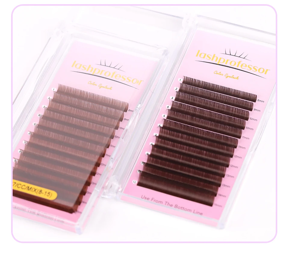 Lashprofessor Dunkelbraune Wimpernverlängerung, braune Wimpern, weiche, hochwertige Einzelwimpern, natürliche, bunte falsche Wimpern – Detail 16