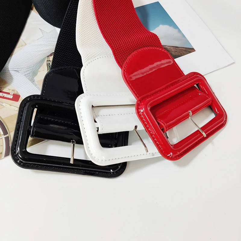 Plus Größe Elastische Schwarz Korsett Gürtel Weibliche Taille Große Breite Stretch Cummerbunds Rot Designer Gürtel Für Frauen Bund Shapper – Detail 8