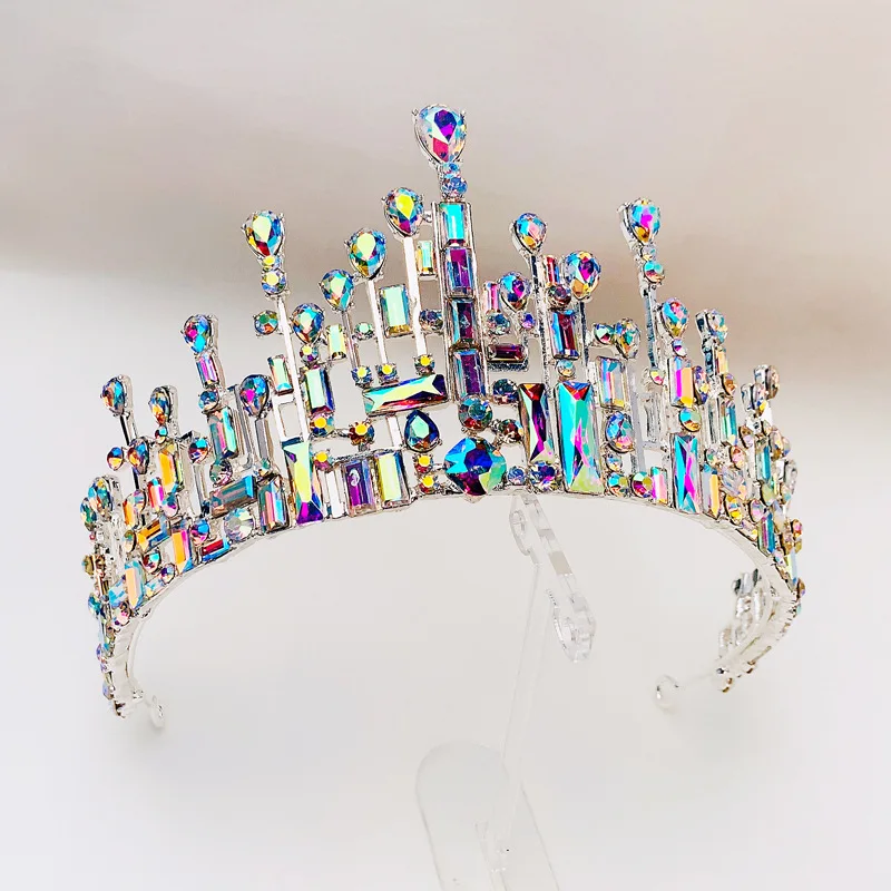 Luxury High Quality Royal Queen Wedding Crown for Women Large Crystal Banquet Veil Tiara Party Costume Hair Ornament