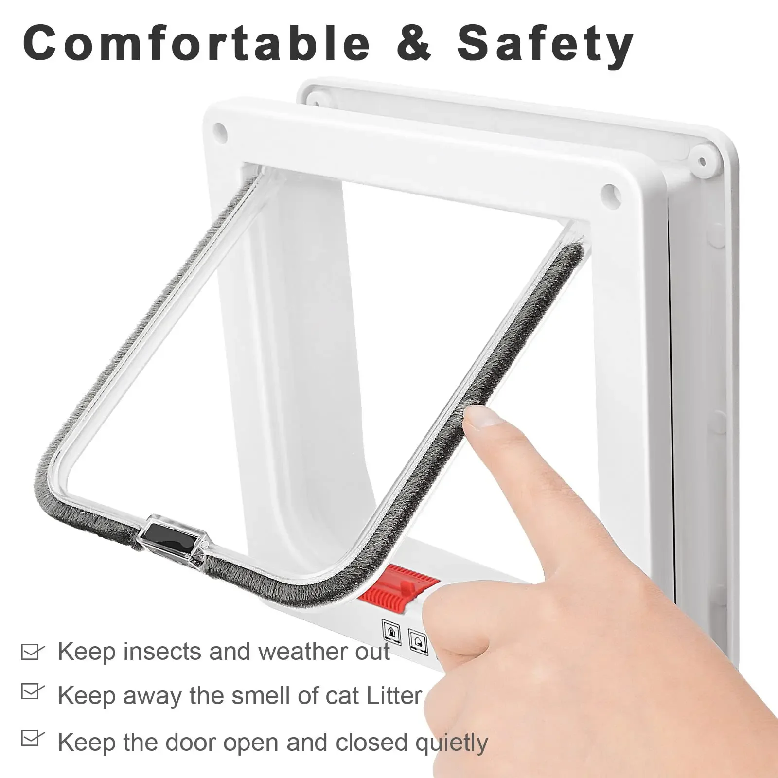 Cat door Cat Flap Door Magnetic with 4 Way Lock for Cats Controllable ABS Plastic Gate Puppy Kitten Safety in&out Pet Doors Kit