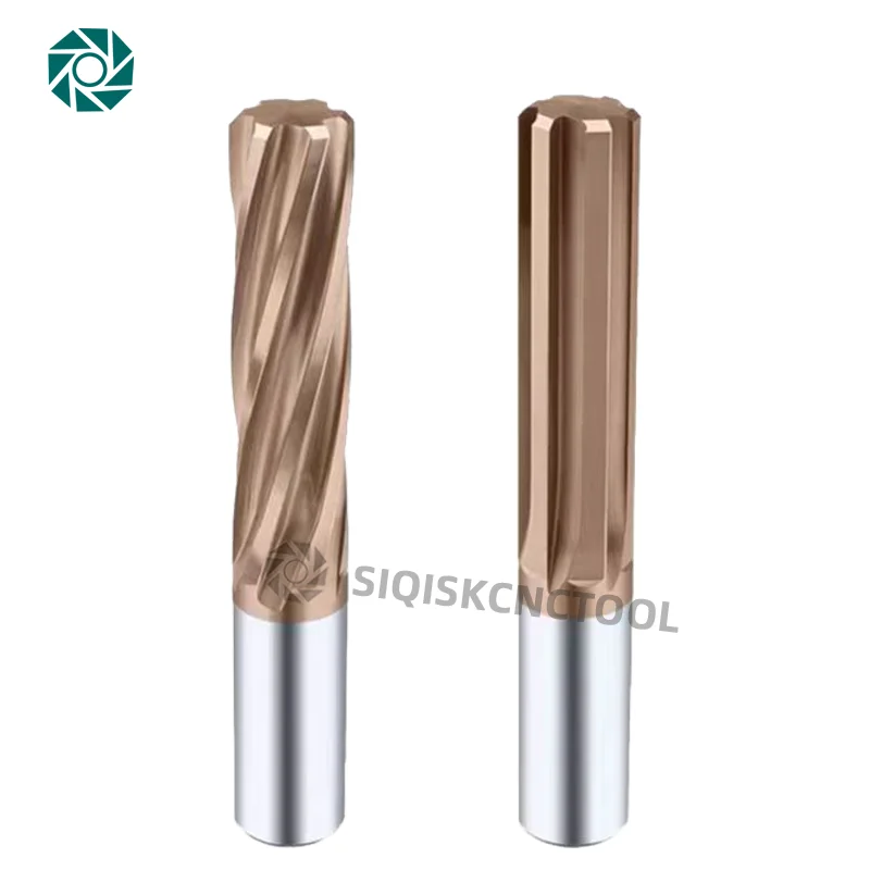 Carbide Reamer Steel Reamer Tools 1mm to 20mm Carbide Machine Reamer Coated Straight Flute H7 Tolerance Chucking Hardened Steel Metal Cutter 6 Flutes CNC Tool