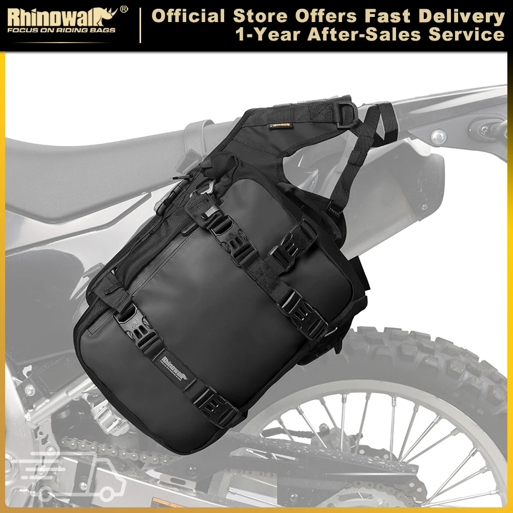 Rhinowalk Motorcycle Side Bag With Base Waterproof 12L/16L/20L/30L Removable Rear Seat Bag Multifunctional Motorcross Luggage