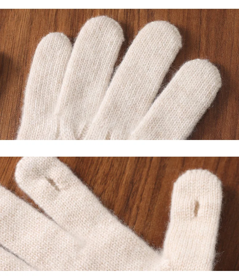 100% Wool Knitted Gloves Autumn/Winter Warm Gloves Classic Design Long Wrist Guard Mittens Classic Solid Color Cashmere Gloves