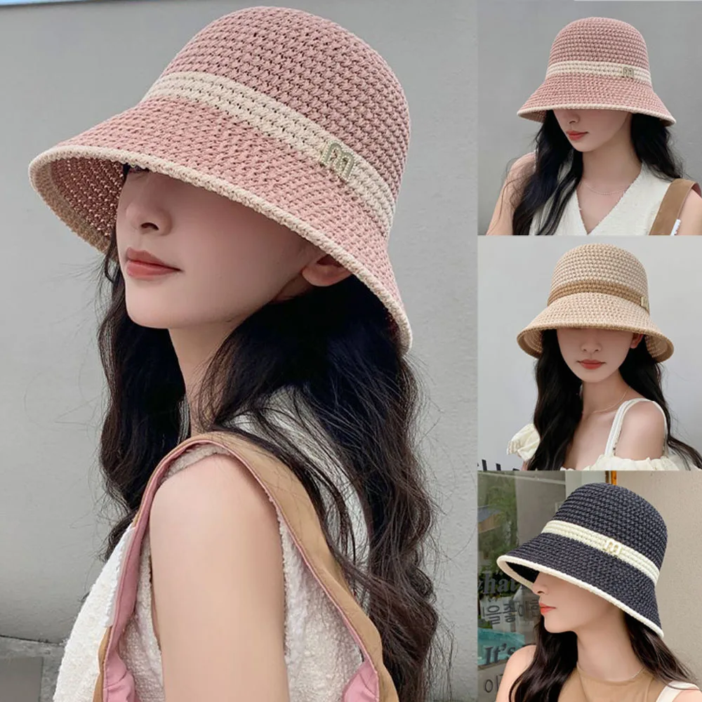 

1PC New Outdoor UV Protection Sun Hat Foldable Basin Sunscreen Cap Summer Women's Bucket Hollow Stitching Panama Hats Fisherman