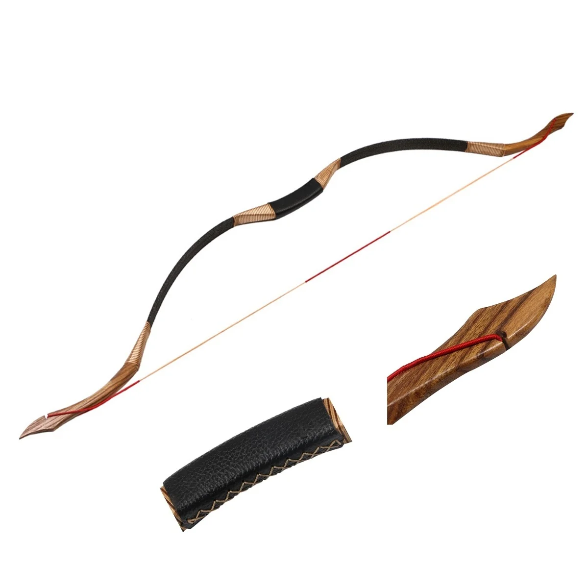 Arc Recurvé Mongol 25 Lbs - Traditionnel, Chasse à Cheval, Longueur 49