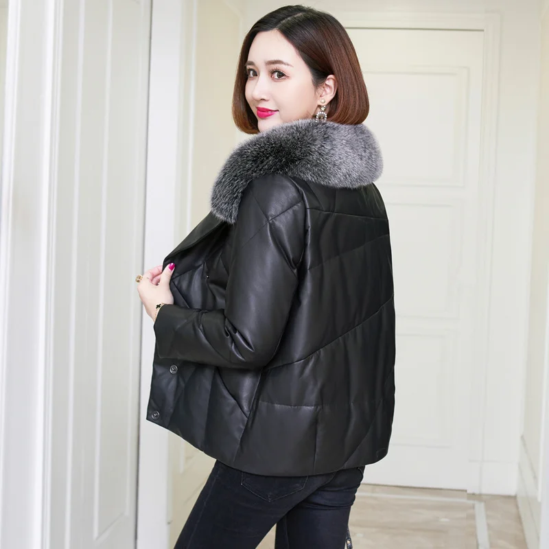 

Jacket Real Leather Women 2023 Winter Sheepskin Coat Female Clothes Fox Fur Collar Jackets for Women Fashion HSH205 KJ6277