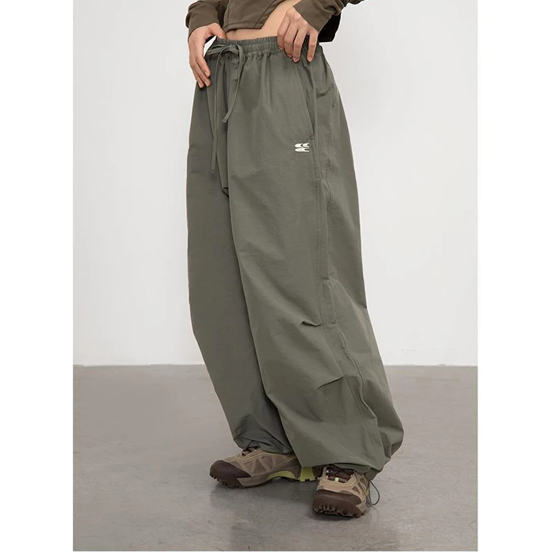 houzhou hippie black baggy jeans women y2k harajuku korean oversize wide leg denim pants female casual kpop streetwear trousers Deeptown Y2k Harajuku Vintage Parachute Pants Women Oversize Baggy Hippie Streetwear Pleated Joggers Trousers Kpop 90s Aesthetic