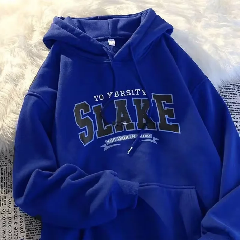 Spring/Autumn Korean Edition Fashion Retro Letter Printed Hoodie for Men and Women's Casual Sports Versatile Hoodie Coat