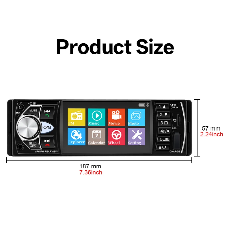 1Din Car Radios 4" Auto Audio Stereo 4022D MP3 Player USB Car Multimedia Player