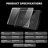 WIFI Smart Touch Light Wall Switch Interruptor Glass Panel 8/10 Gang 147*86mm Work Tuya APP  Whole house intelligent control - Image 6