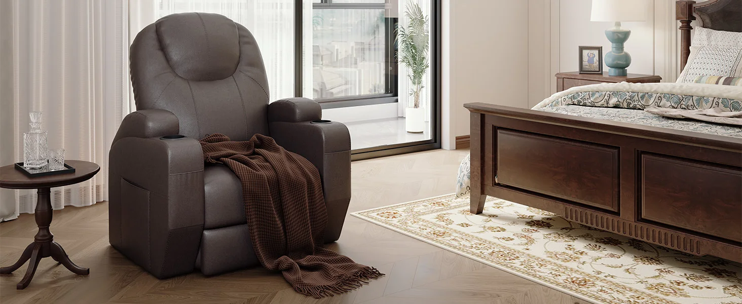 Power Lift Recliner Chair for Elderly,PU Leather Lift Chair Sofa w/Cup Holders, Side Pockets for Living Room Bedroom
