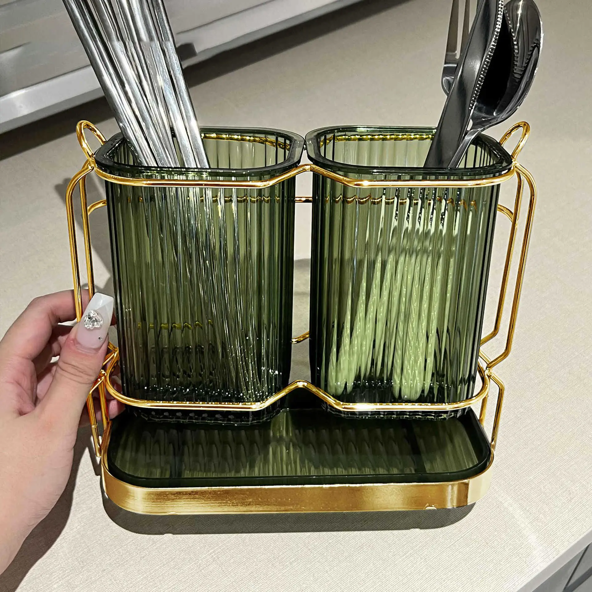 

Holder Spoon Fork Chopstick Extra Large Utensil Organizer Kitchen Storage Rack Package Content Removable Bottom