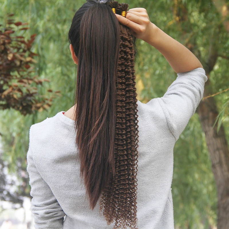 페루 딥 웨이브 4 613 블론드 캡슐 케라틴 플랫 팁 인간 헤어 익스텐션 컬리 레미 퓨전 프리 보세 헤어 14-30 인치