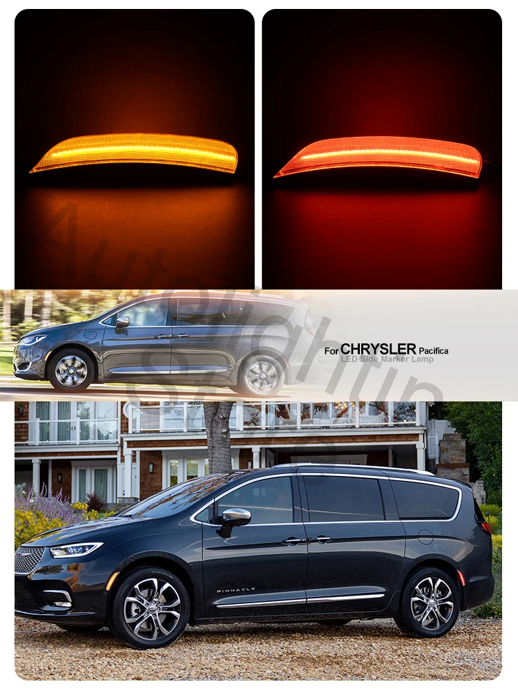 4PCS LED Front＆rear Side Marker Light For Chrysler Voyager 20 21 Chrysler  Pacifica Fender Blinker Signal Light Side marker Lamps