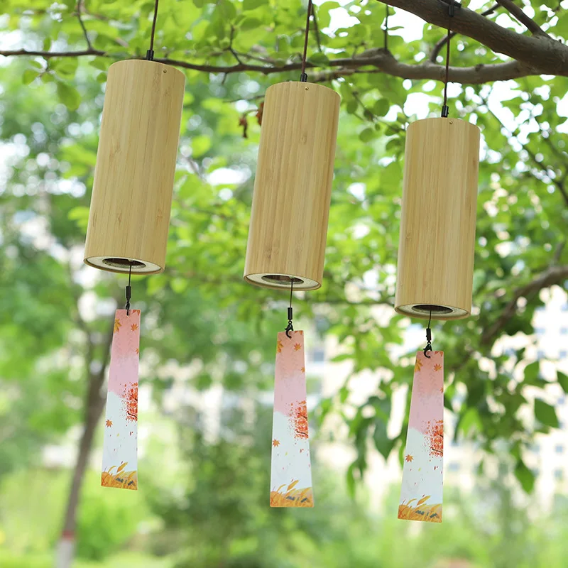 Wind Chimes Bamboo Chord Handmade Musical Outdoor Bell Sound Healing Gifts 1 Set bamboo wind chimes