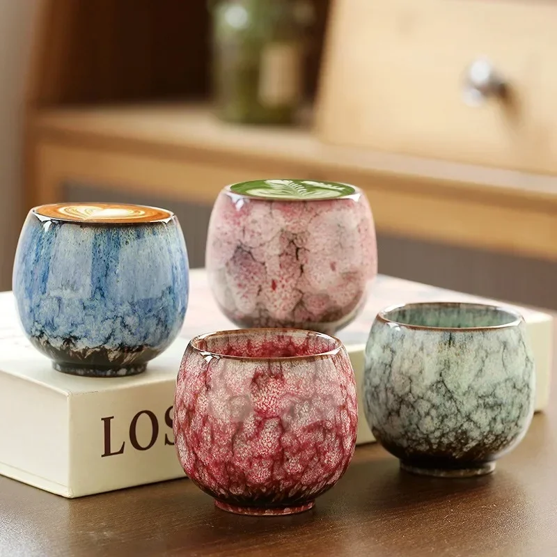 Tea Cup 1pcs/2pcs/4pcs Kiln Change China Ceramic Tea Cup Porcelain Kung Fu Cups Set Pottery Drinkware Tableware Egg Style