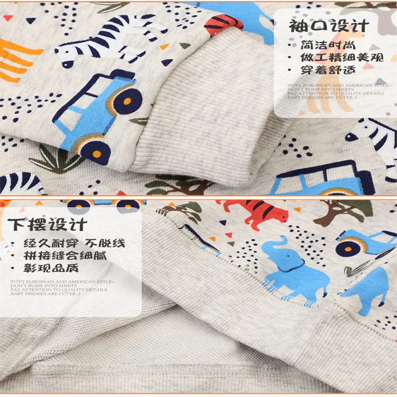 Kids Sweater Hoodie Sweatshirts Jumping Meters Long Sleeve Dinosaur Applique Boys Girls Tops 2-7T