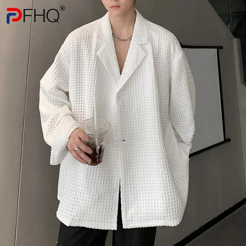 

PFHQ Loose Lapel Suit Men's Coat Tide Solid Color Single Breasted Outdoor Handsome Summer Male Youth Advanced Shirts New 21Z4422