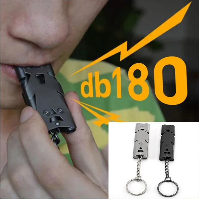 Portable Whistle 180 db Aluminum Alloy Double Tube