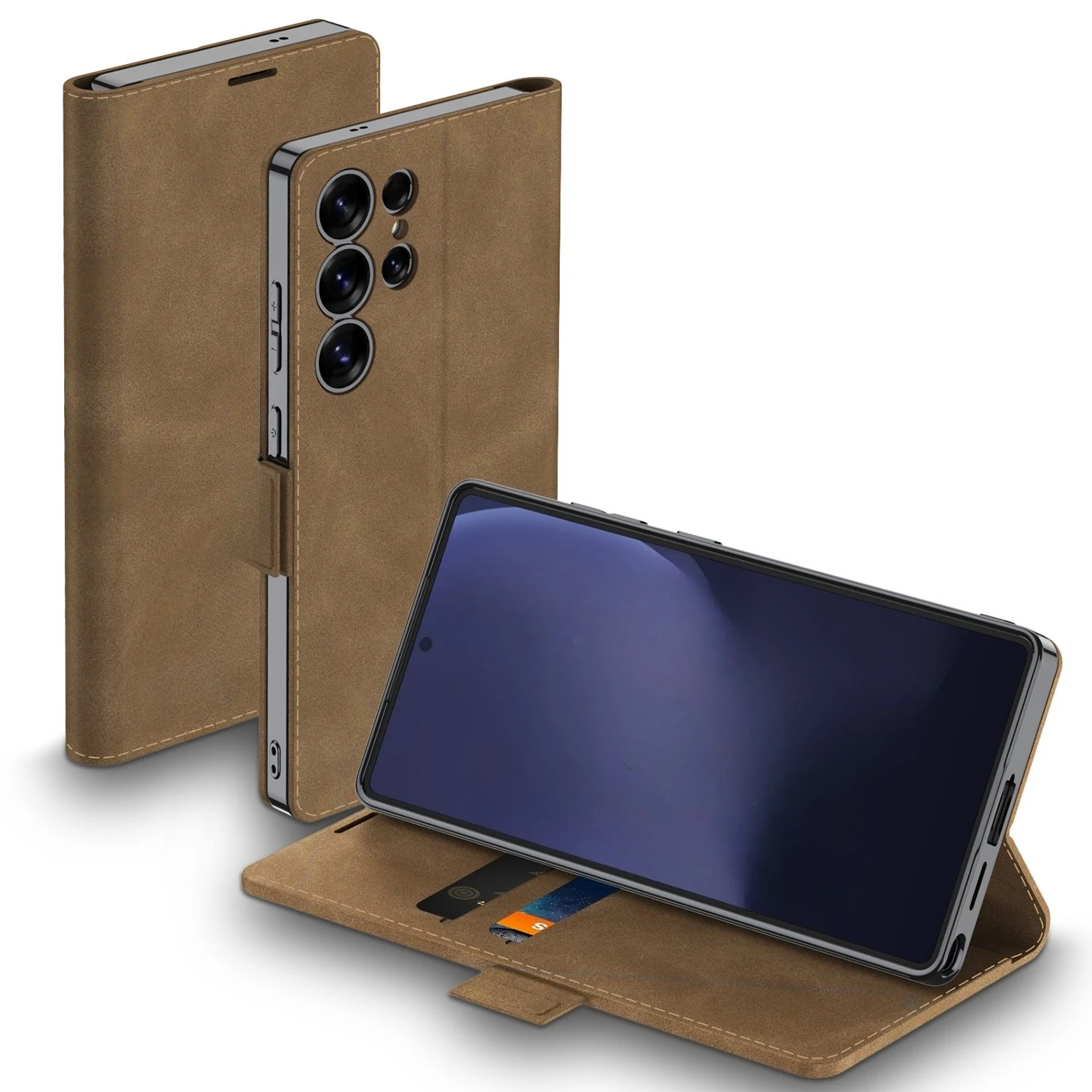 Elegant PU Leather Matte Wallet Phone Case with Card Holder & Magnetic Closure - All-Inclusive Skin Feel