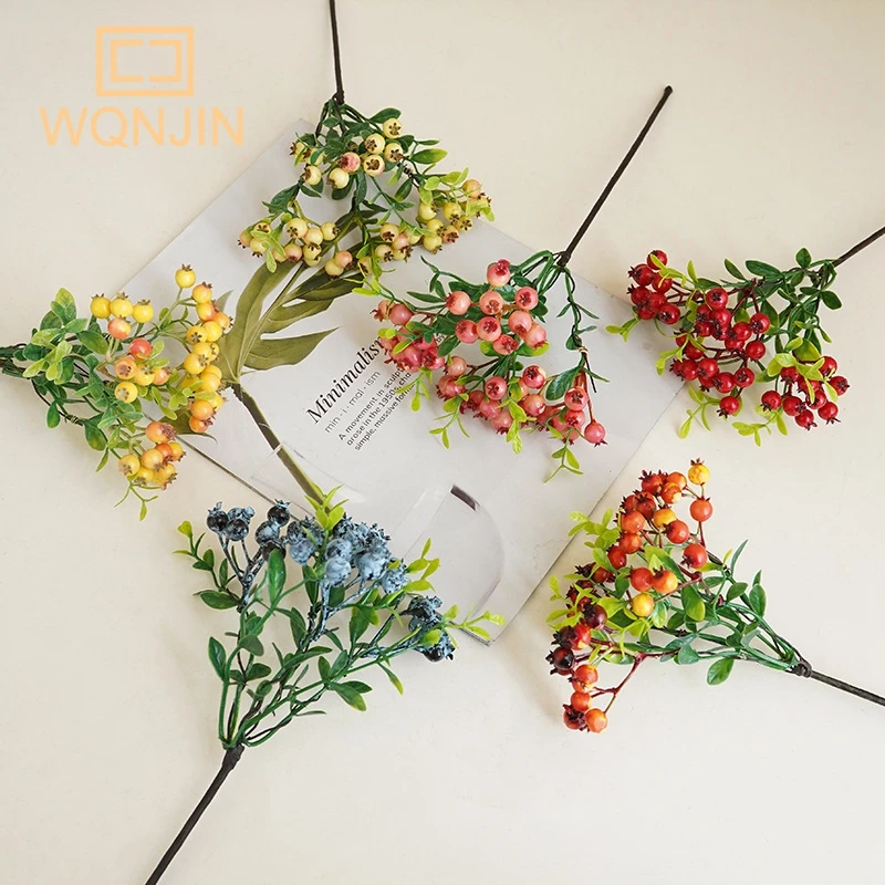 Artificial Flower Fruit Berries Fake Plants Decoration Christmas Berries Foam Flowers Wedding Home Table Decorative artificial plants artificial flowers artificial fruits and vegetables artificial holly berries