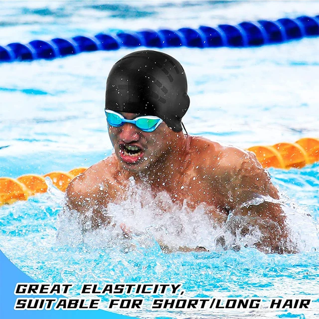 Gorro de natación de pelo largo profesional para mujer, gorros de piscina  impermeables de silicona de