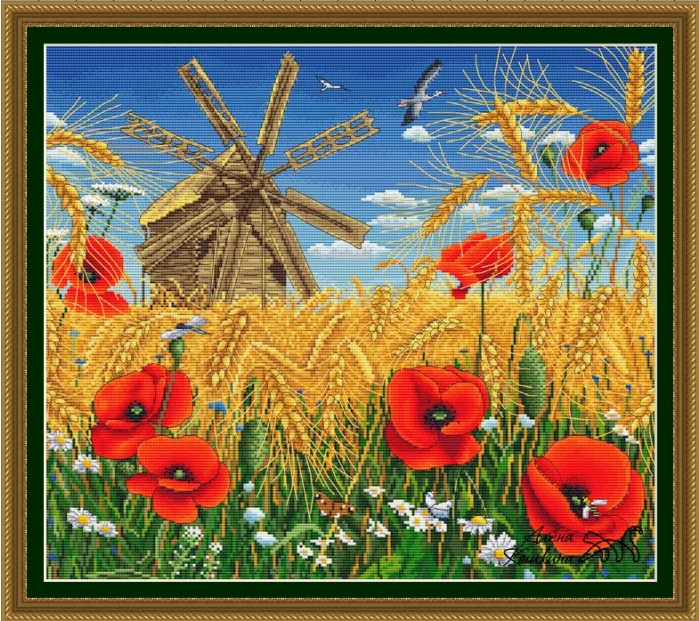

cross stitch kit landscape 14ct count canvas stitching embroidery DIY handmade needlework mills in the field 51-46