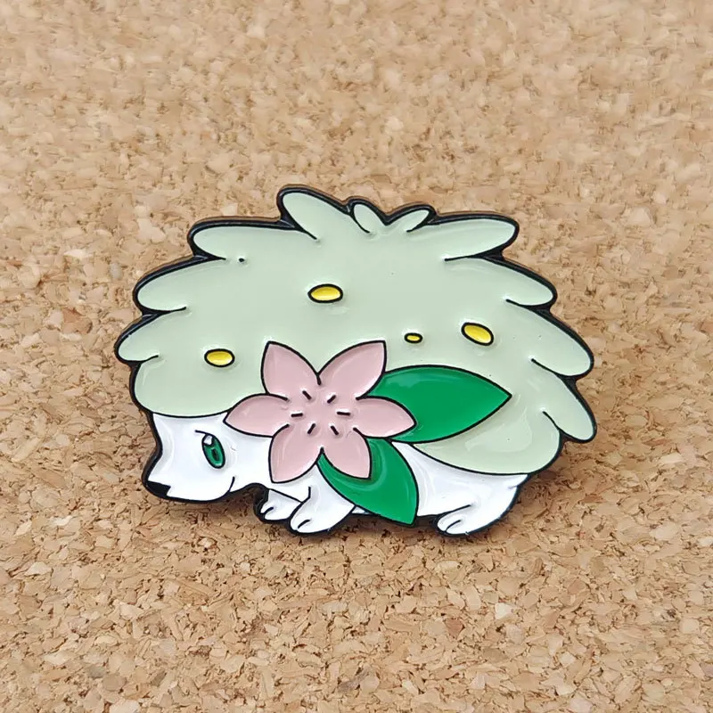 Pokemon Hedgehog Enamel Pin Shaymin Brooch for Women Cartoon Lapel