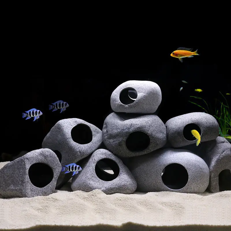 Fish Tank Ornaments Fish Tank Decorations Aquarium Ornaments Mini Landscape Ornaments Ceramics Fish Tank Cave Stone Landscaping