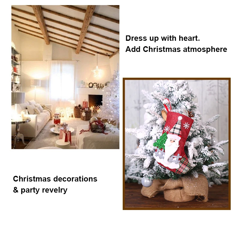 4 Christmas Stockings christmas stockings Christmas Gift Bags christmas gift bags Santa Snowman Hanging Xmas Tree Ornaments For Home New Year Navidad Candy