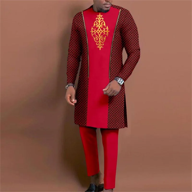 Men\'s casual fashion luxury geometric print two-piece set