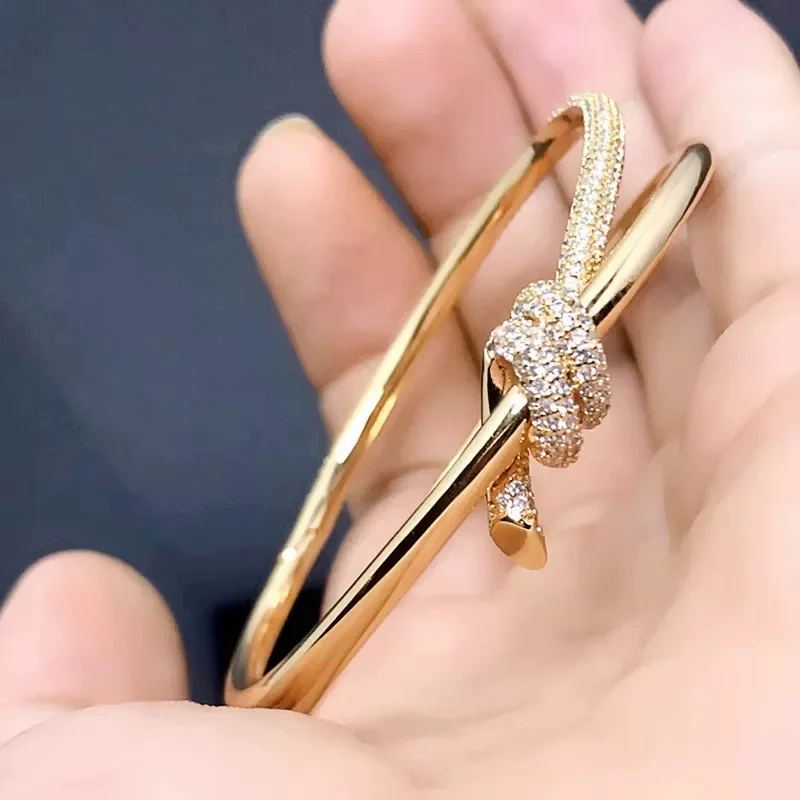 

Trendy Round Circular Knot Bangle Bracelets For Women Elegant Jewelry