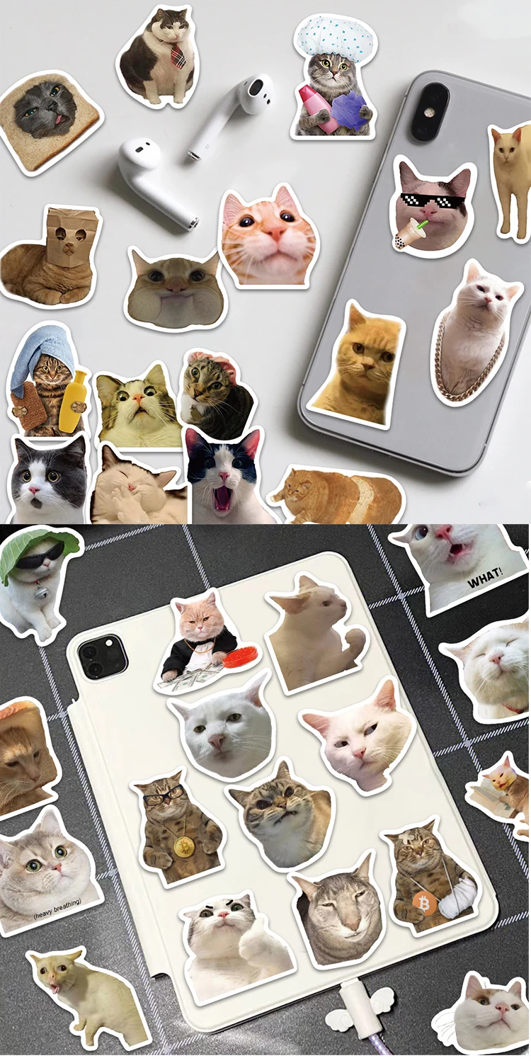 50 Stück süße Katzen, lustige Graffiti-Aufkleber, Cartoon-DIY-Laptop, Koffer, Sammelalbum, Skate, Laptop, Fahrrad, wasserfeste Aufkleber – Detail 3