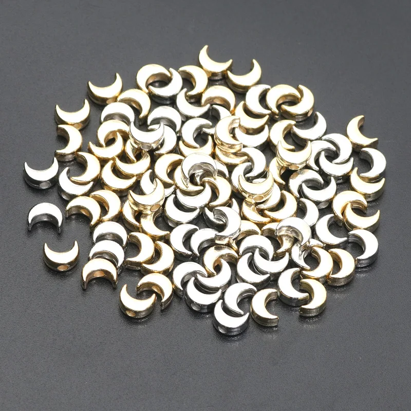 

5x7 мм 100 шт., серебристые бусины в виде полумесяца, аксессуары для ювелирных изделий