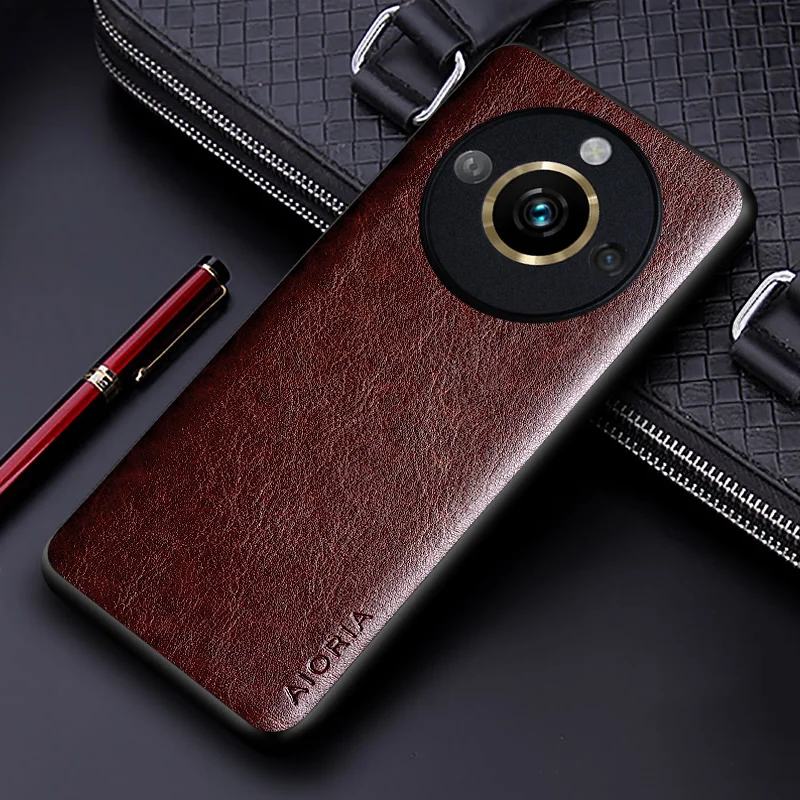 Luxury PU Leather Phone Case with Soft TPU & Hard PC - Business Solid Color Design