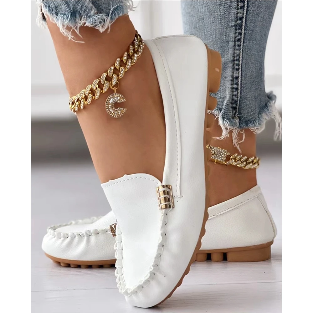 Going Out Ruched Detail Slip-on Loafers Flats for Women Spring Fashion Casual Round Toe Work Shoes Ruched Detail Slip-on Flats